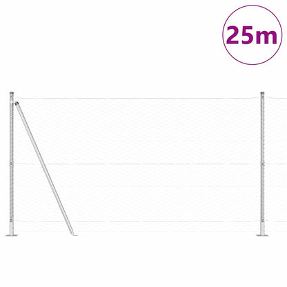 Zaun mit Pfosten Silber 1,2 x 25 m PVC-beschichteter Stahl