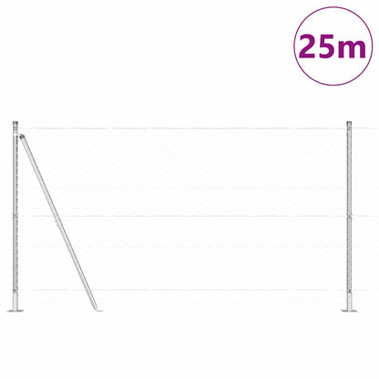 Zaun mit Pfosten Silber 1,2 x 25 m PVC-beschichteter Stahl
