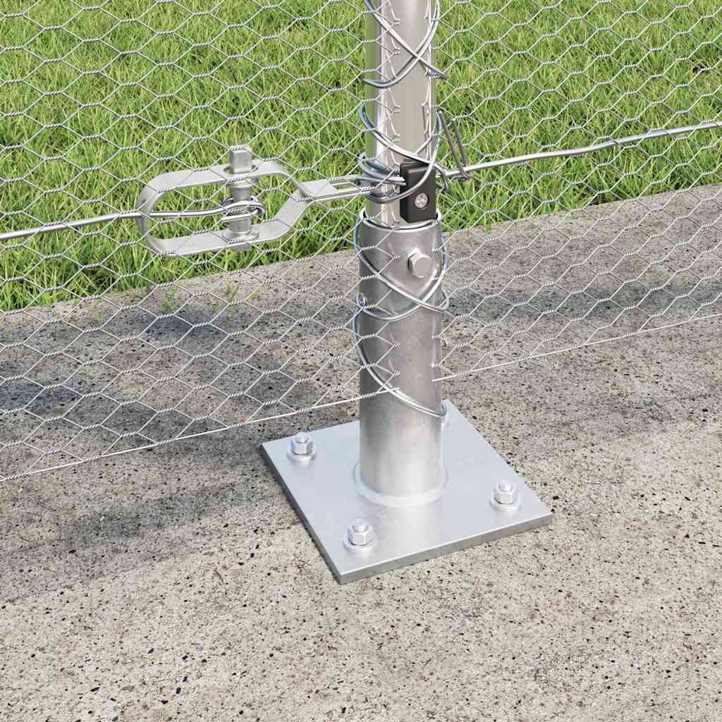 Zaun mit Pfosten Silber 1,5 x 25 m PVC-beschichteter Stahl