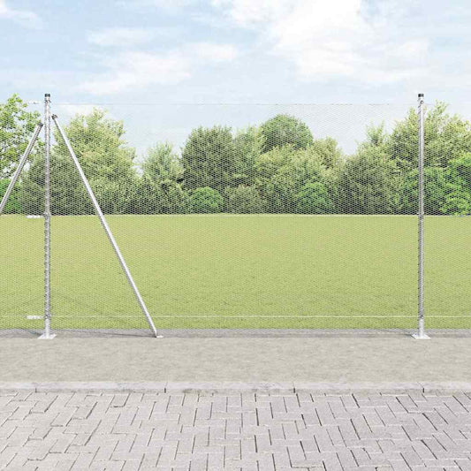 Zaun mit Pfosten Silber 1.5 x 25 m PVC-beschichteter Stahl