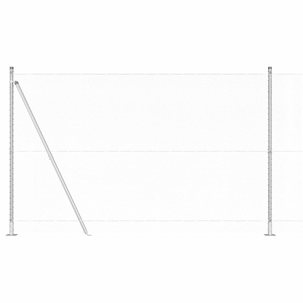 Zaun mit Pfosten Silber 1.5 x 25 m PVC-beschichteter Stahl