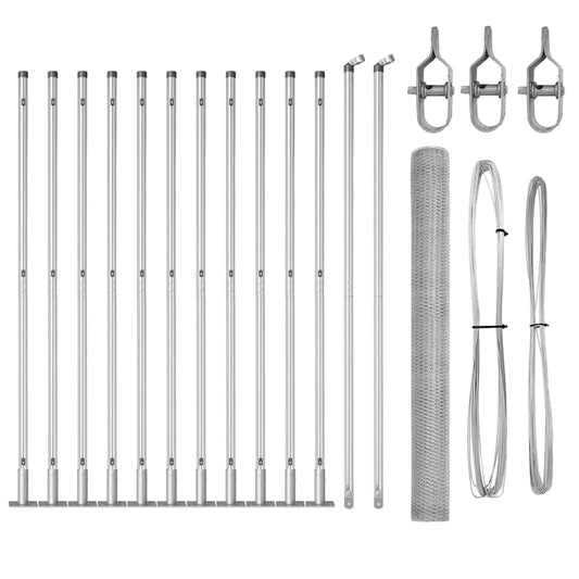 Zaun mit Pfosten Silber 1.5 x 25 m PVC-beschichteter Stahl