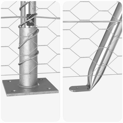 Zaun mit Pfosten Silber 1.5 x 25 m PVC-beschichteter Stahl