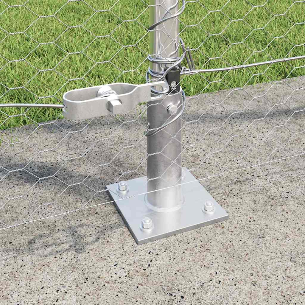 Zaun mit Pfosten Silber 1,5 x 25 m PVC-beschichteter Stahl