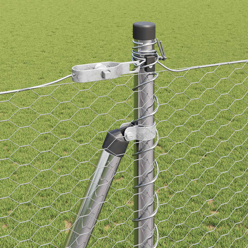 Zaun mit Pfosten Silber 1,5 x 25 m PVC-beschichteter Stahl