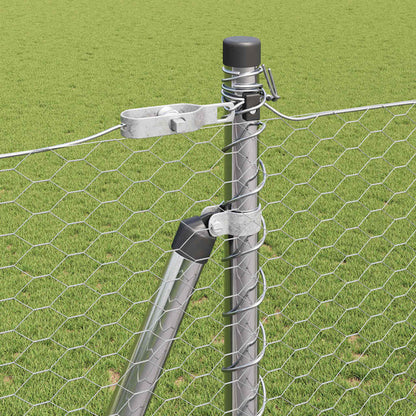 Zaun mit Pfosten Silber 1,5 x 25 m PVC-beschichteter Stahl