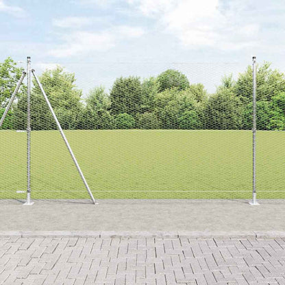 Zaun mit Pfosten Silber 1.5 x 25 m PVC-beschichteter Stahl