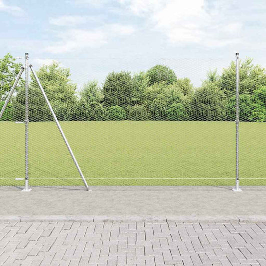 Zaun mit Pfosten Silber 1.5 x 25 m PVC-beschichteter Stahl