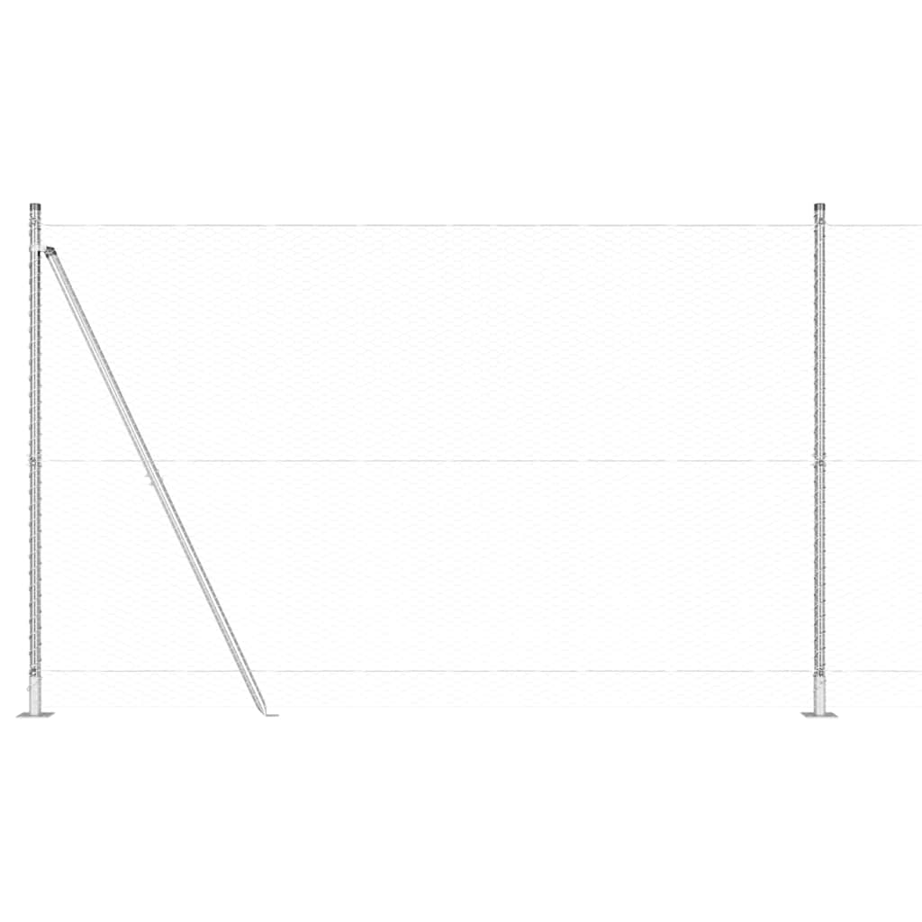 Zaun mit Pfosten Silber 1.5 x 25 m PVC-beschichteter Stahl