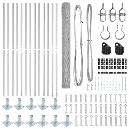 Zaun mit Pfosten Silber 1.5 x 25 m PVC-beschichteter Stahl