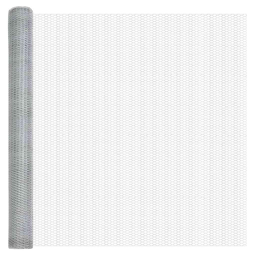 Zaun mit Pfosten Silber 1.5 x 25 m PVC-beschichteter Stahl