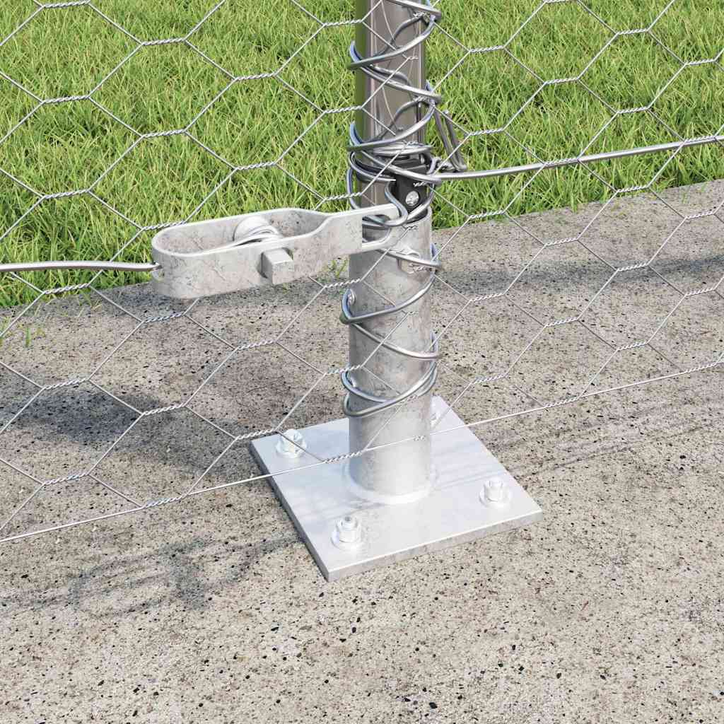 Zaun mit Pfosten Silber 1,5 x 25 m PVC-beschichteter Stahl