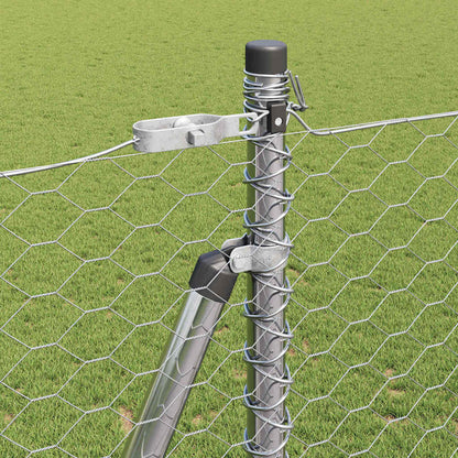Zaun mit Pfosten Silber 1,5 x 25 m PVC-beschichteter Stahl