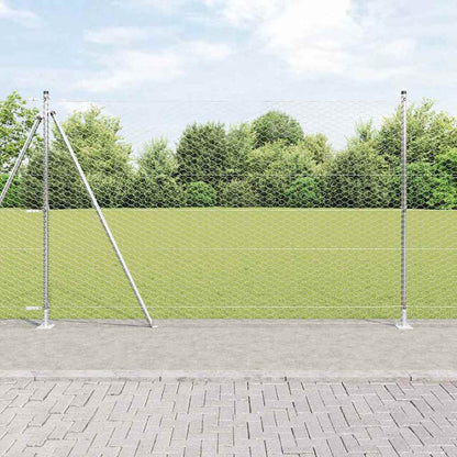 Zaun mit Pfosten Silber 1.5 x 25 m PVC-beschichteter Stahl
