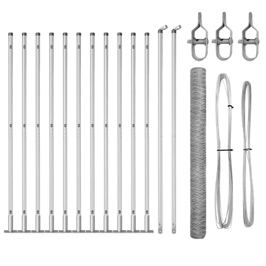 Zaun mit Pfosten Silber 1.5 x 25 m PVC-beschichteter Stahl