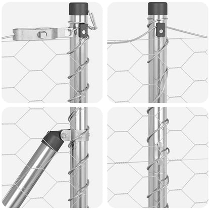 Zaun mit Pfosten Silber 1.5 x 25 m PVC-beschichteter Stahl