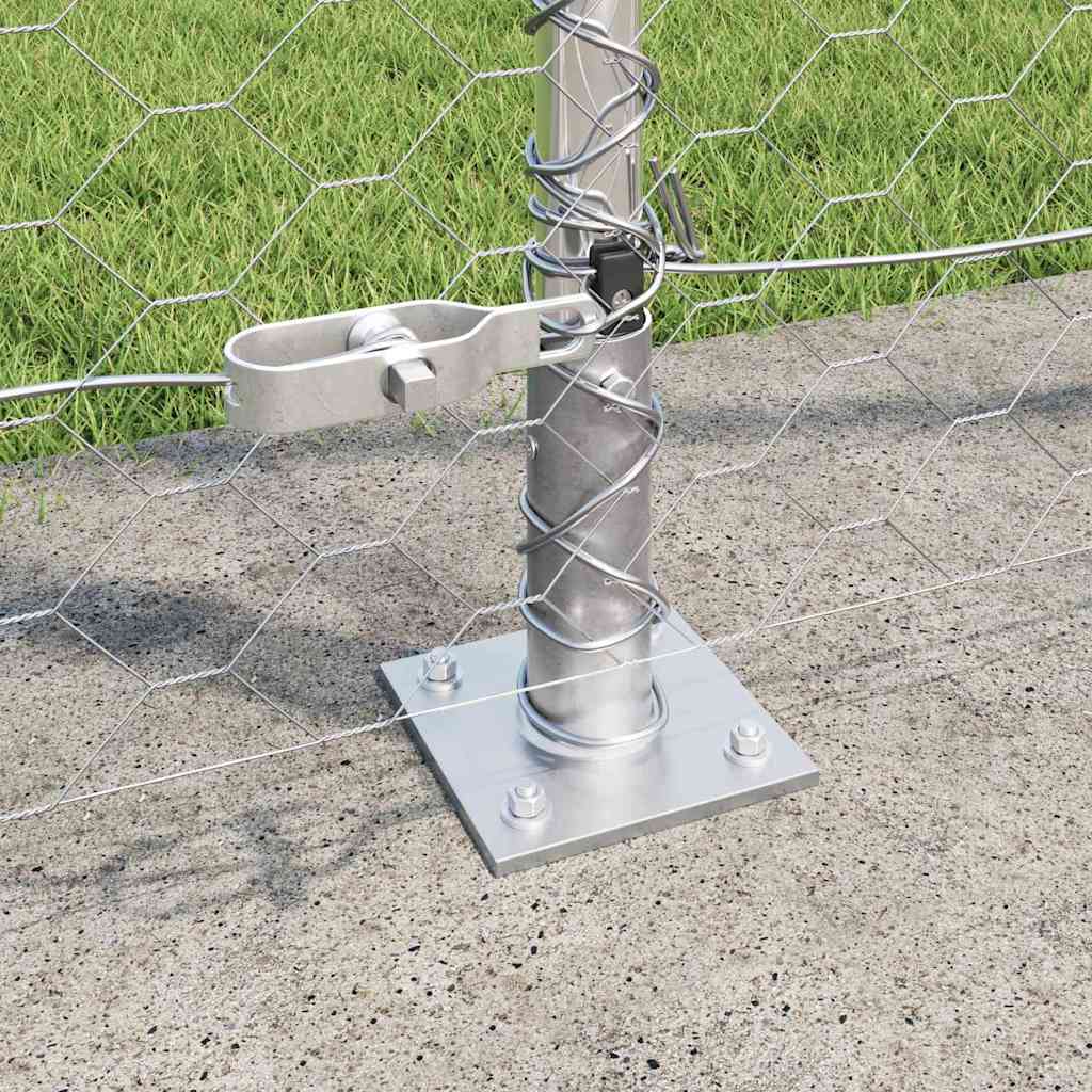 Zaun mit Pfosten Silber 1,5 x 25 m PVC-beschichteter Stahl