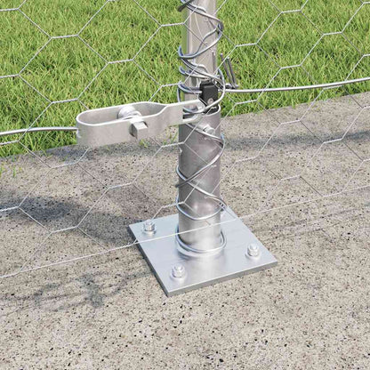 Zaun mit Pfosten Silber 1,5 x 25 m PVC-beschichteter Stahl