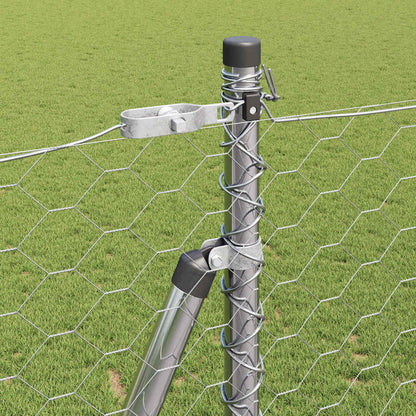 Zaun mit Pfosten Silber 1,5 x 25 m PVC-beschichteter Stahl