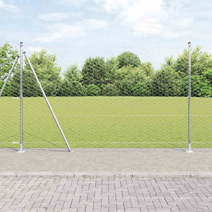 Zaun mit Pfosten Silber 1,5 x 25 m PVC-beschichteter Stahl