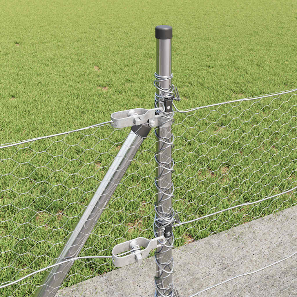 Zaun mit Pfosten Silber 0.4 x 50 m PVC-beschichteter Stahl