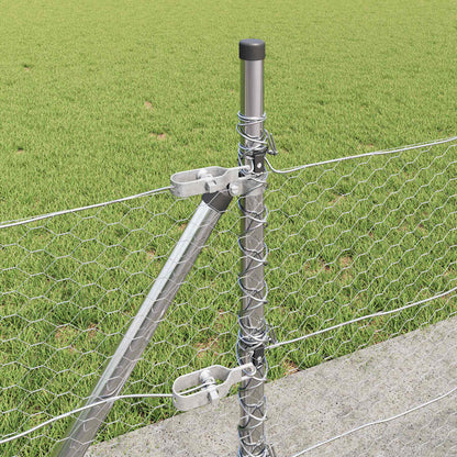Zaun mit Pfosten Silber 0.4 x 50 m PVC-beschichteter Stahl