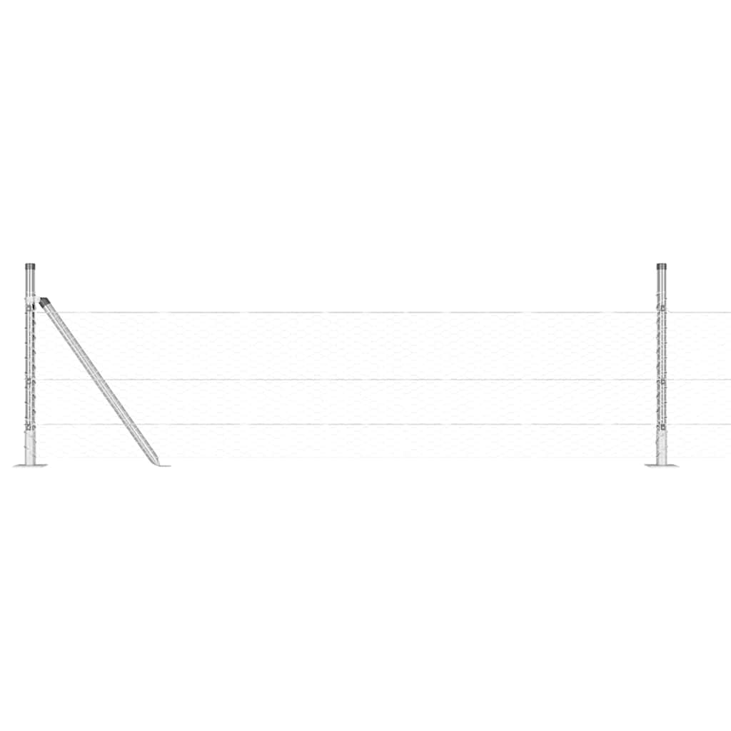 Zaun mit Pfosten Silber 0.4 x 50 m PVC-beschichteter Stahl