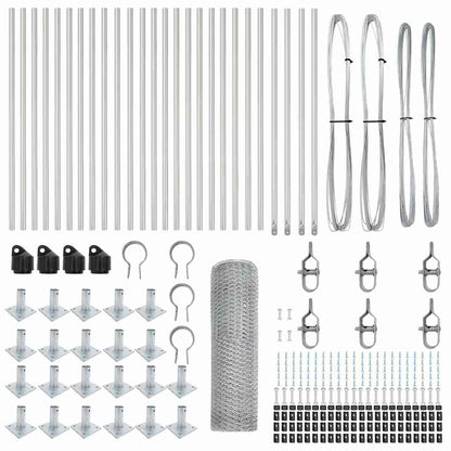Zaun mit Pfosten Silber 0.4 x 50 m PVC-beschichteter Stahl