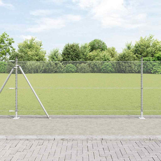 Zaun mit Pfosten Silber 0,8 x 50 m PVC-beschichteter Stahl