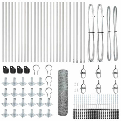 Zaun mit Pfosten Silber 1 x 50 m PVC-beschichteter Stahl