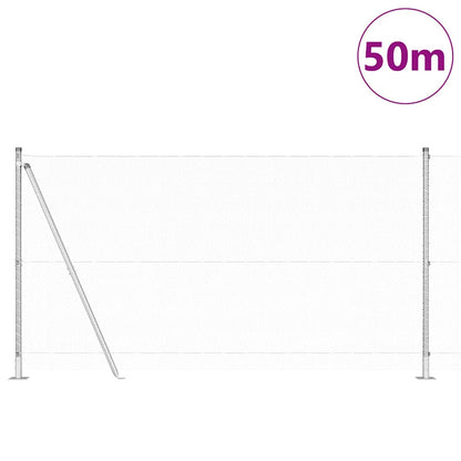 Zaun mit Pfosten Silber 1,2 x 50 m PVC-beschichteter Stahl