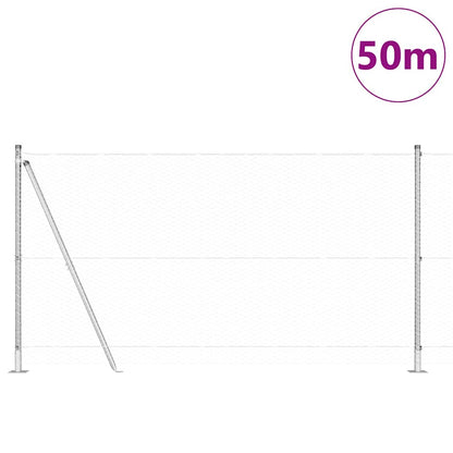 Zaun mit Pfosten Silber 1,2 x 50 m PVC-beschichteter Stahl