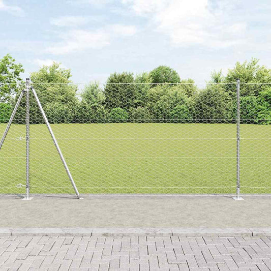 Zaun mit Pfosten Silber 1,2 x 50 m PVC-beschichteter Stahl