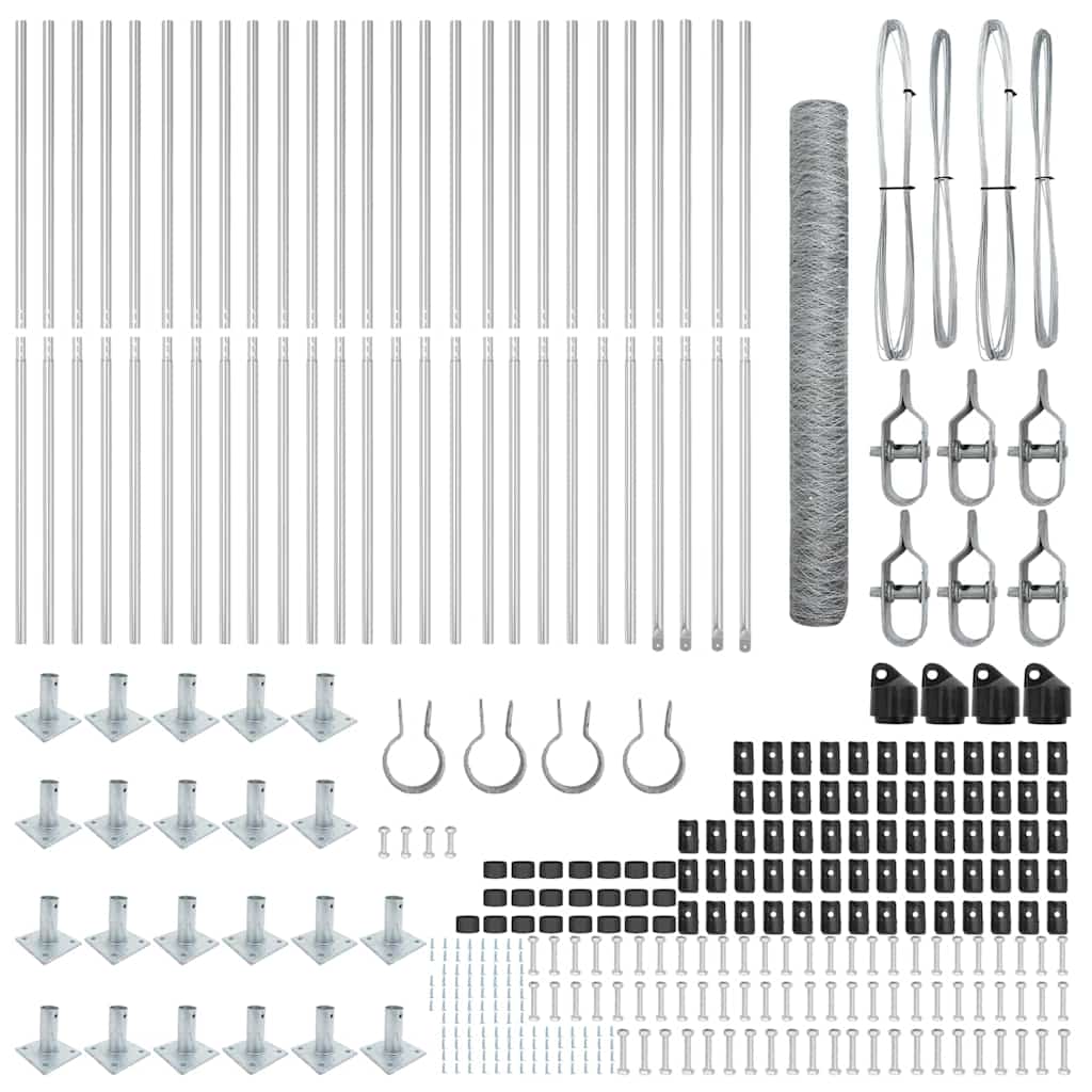 Zaun mit Pfosten Silber 1,2 x 50 m PVC-beschichteter Stahl
