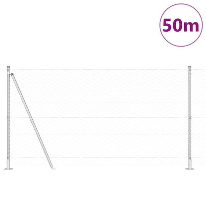 Zaun mit Pfosten Silber 1,2 x 50 m PVC-beschichteter Stahl