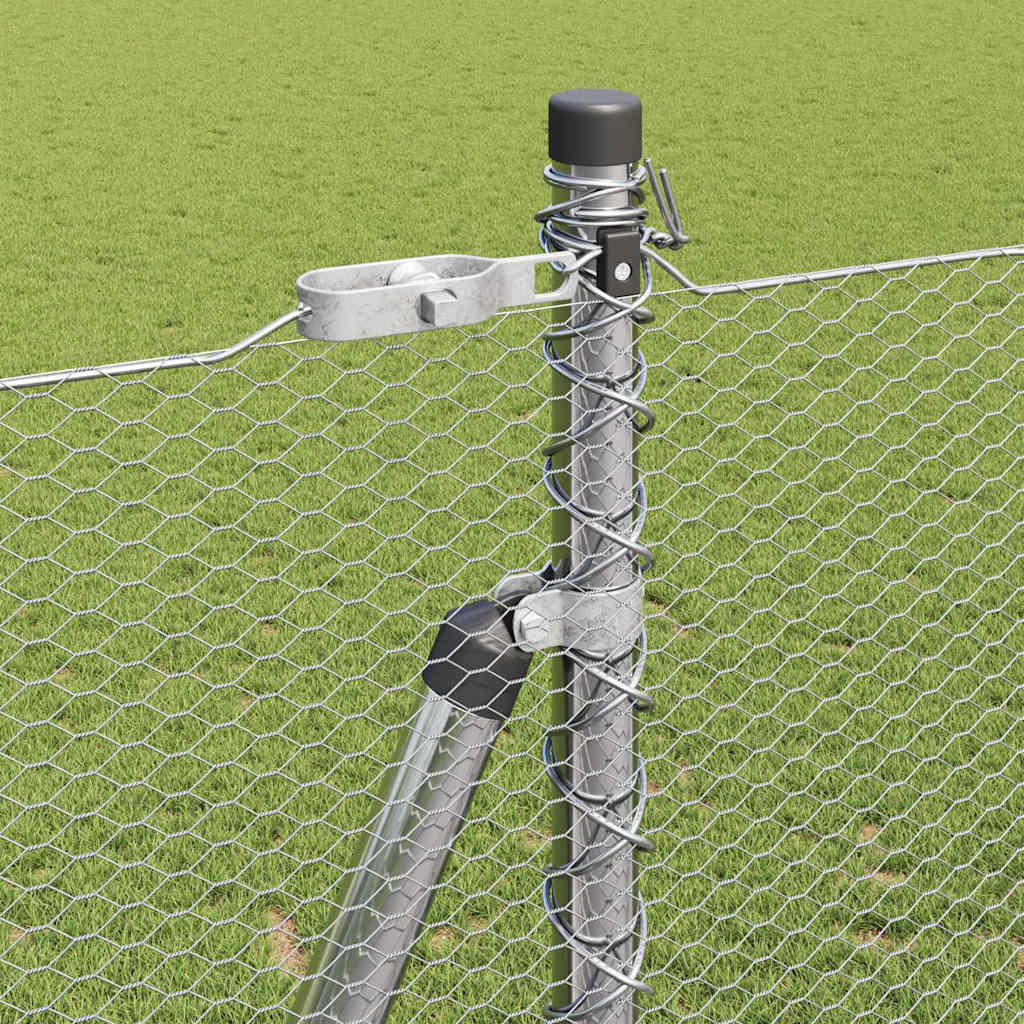 Zaun mit Pfosten Silber 1,4 x 50 m PVC-beschichteter Stahl