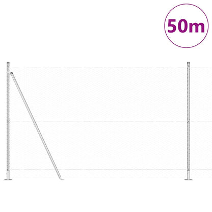 Zaun mit Pfosten Silber 1,4 x 50 m PVC-beschichteter Stahl