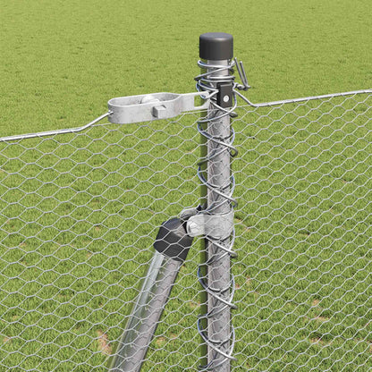 Zaun mit Pfosten Silber 1,6 x 50 m PVC-beschichteter Stahl