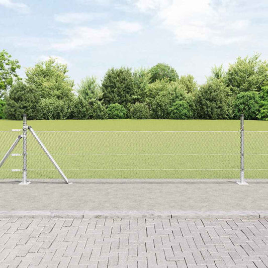 Zaun mit Pfosten Silber 0,4 x 100 m PVC-beschichteter Stahl