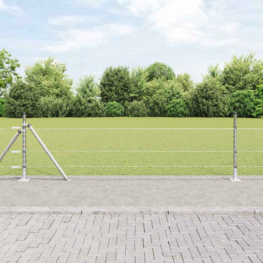 Zaun mit Pfosten Silber 0,4 x 100 m PVC-beschichteter Stahl
