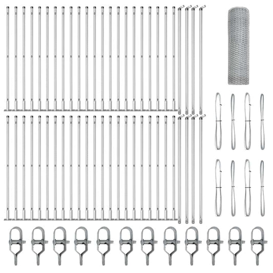 Zaun mit Pfosten Silber 0,4 x 100 m PVC-beschichteter Stahl