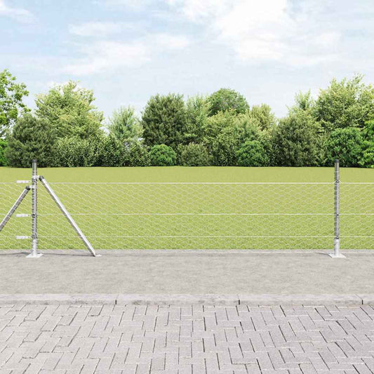 Zaun mit Pfosten Silber 0,4 x 100 m PVC-beschichteter Stahl