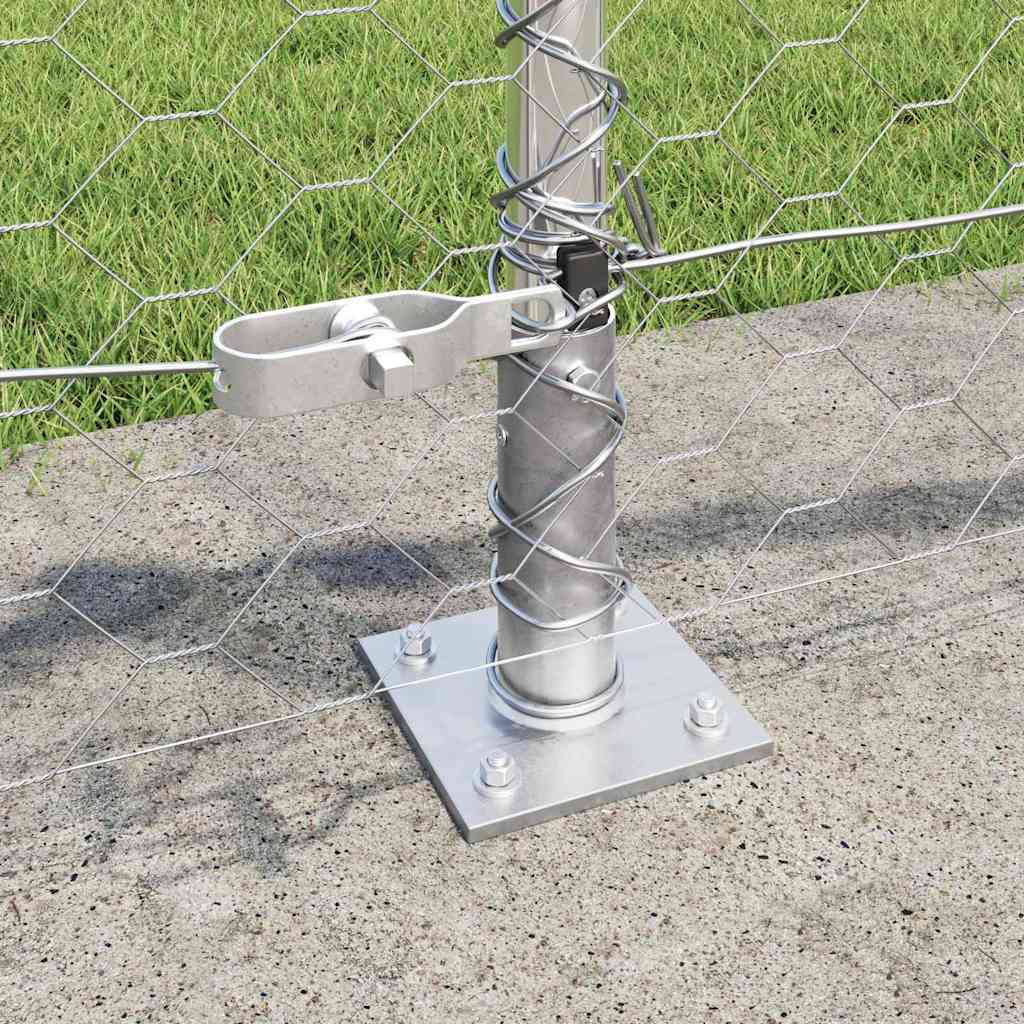 Zaun mit Pfosten Silber 0,6 x 100 m PVC-beschichteter Stahl