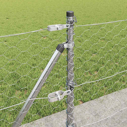 Zaun mit Pfosten Silber 0,6 x 100 m PVC-beschichteter Stahl