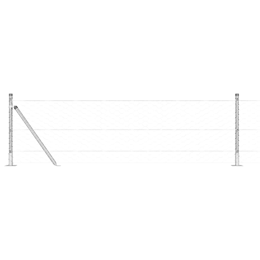 Zaun mit Pfosten Silber 0,6 x 100 m PVC-beschichteter Stahl
