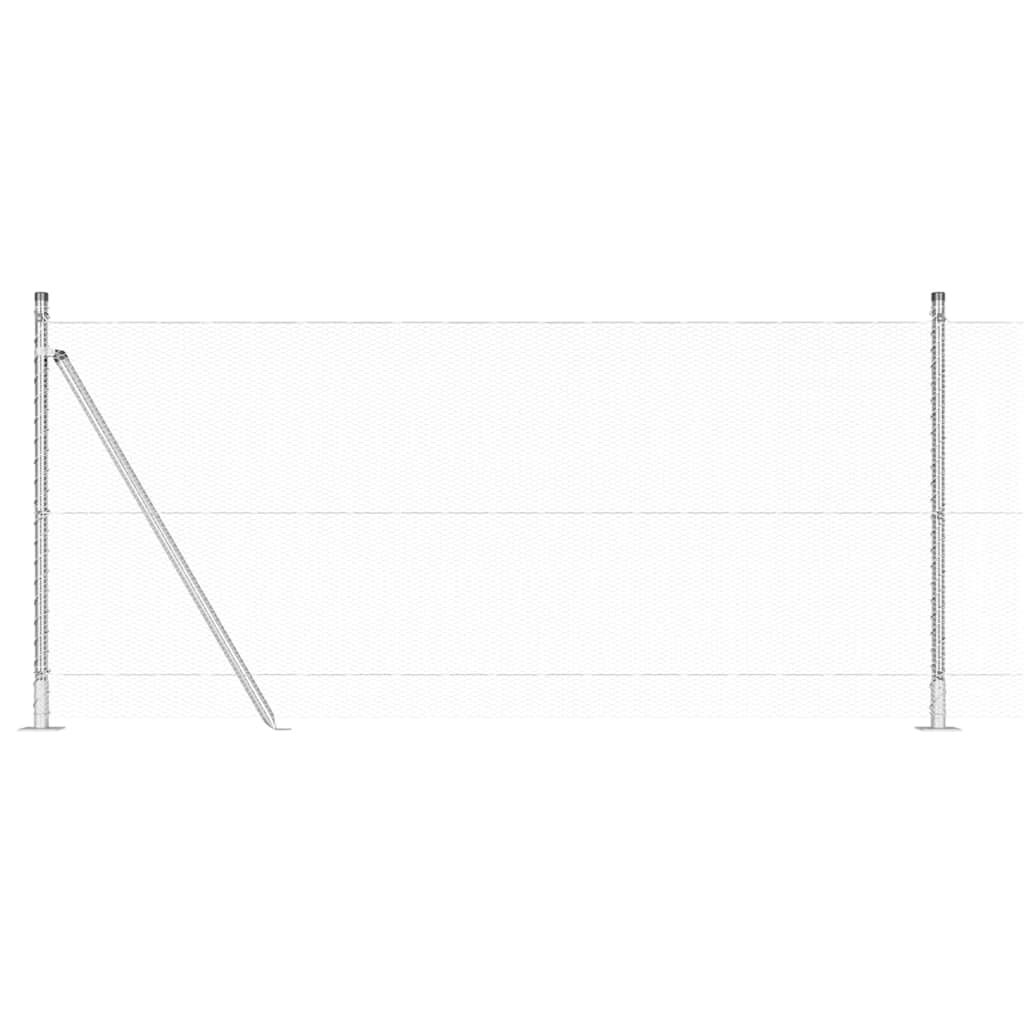 Zaun mit Pfosten Silber 0,8 x 100 m PVC-beschichteter Stahl