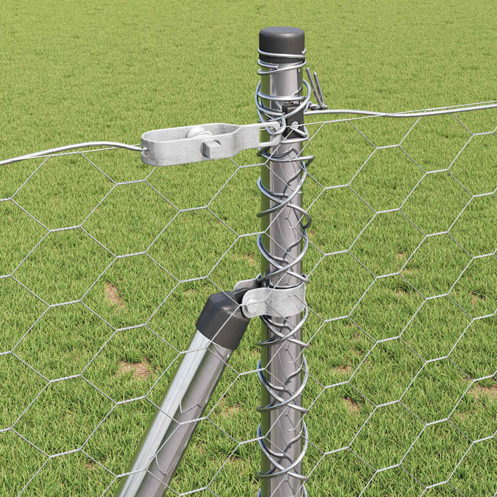 Zaun mit Pfosten Silber 0,8 x 100 m PVC-beschichteter Stahl