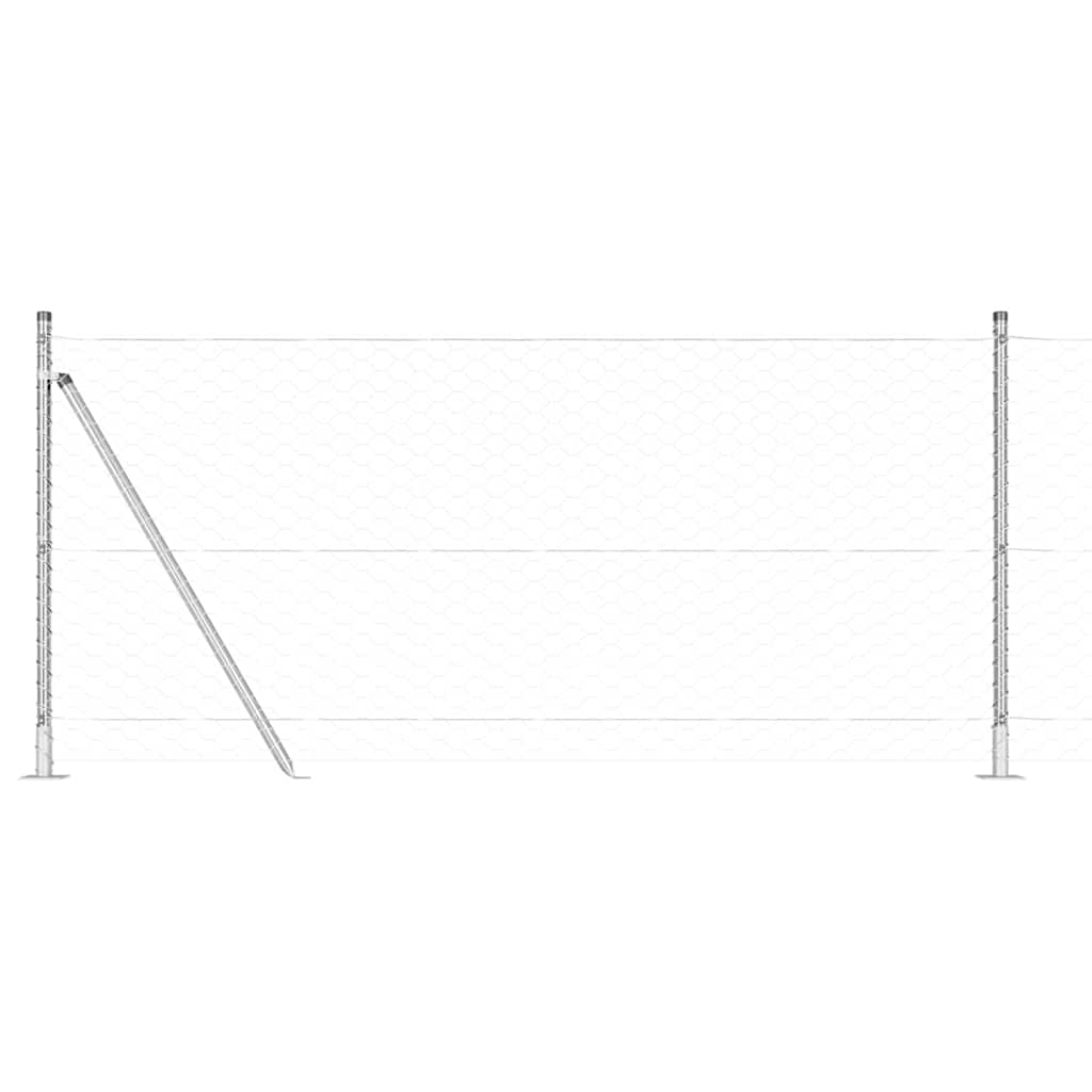 Zaun mit Pfosten Silber 0,8 x 100 m PVC-beschichteter Stahl