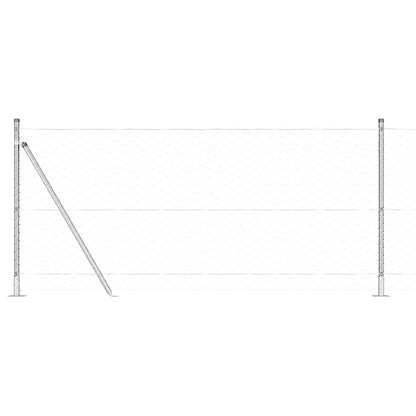 Zaun mit Pfosten Silber 0,8 x 100 m PVC-beschichteter Stahl
