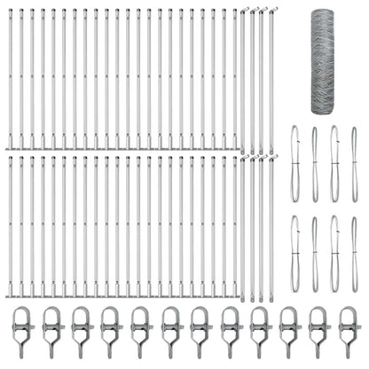 Zaun mit Pfosten Silber 0,8 x 100 m PVC-beschichteter Stahl